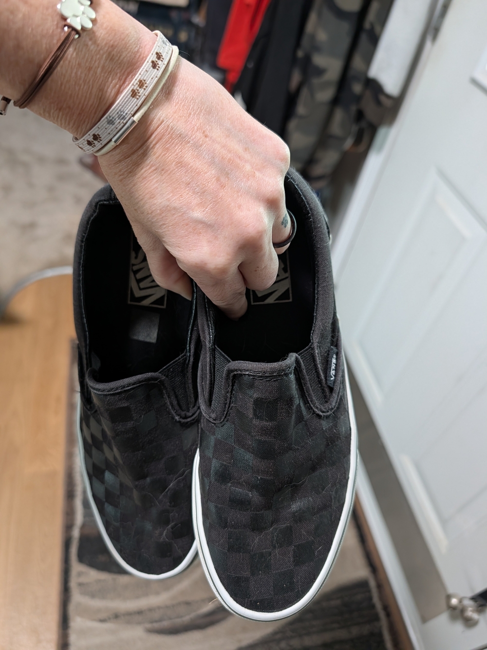 Vans Women’s Slip-On Checkerboard Sneakers - Black